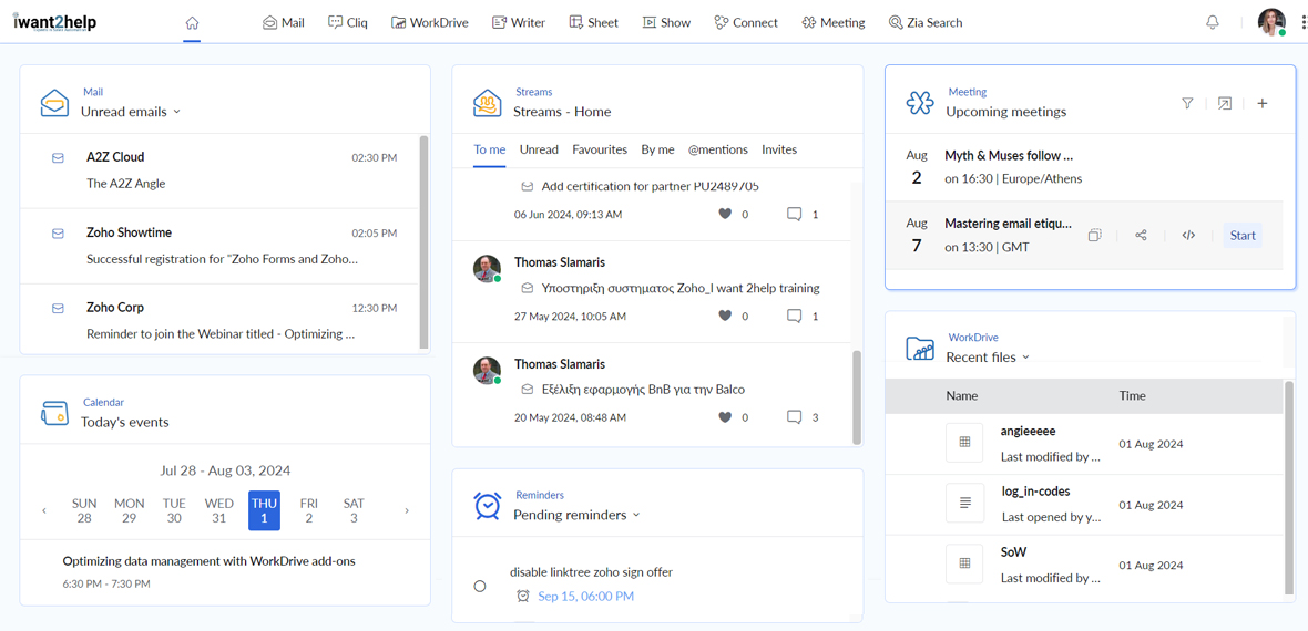 ZOHO Workplace Overview